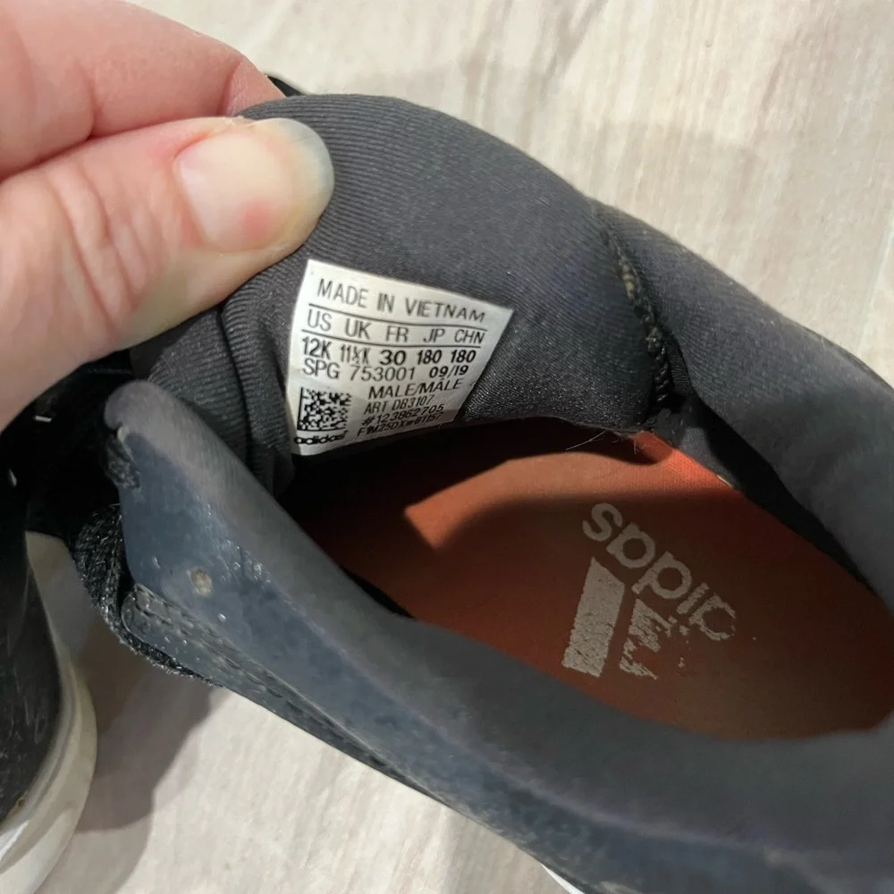 Adidas Afterburner Kids Black and White Cleats Size 12 - Picture 12 of 12